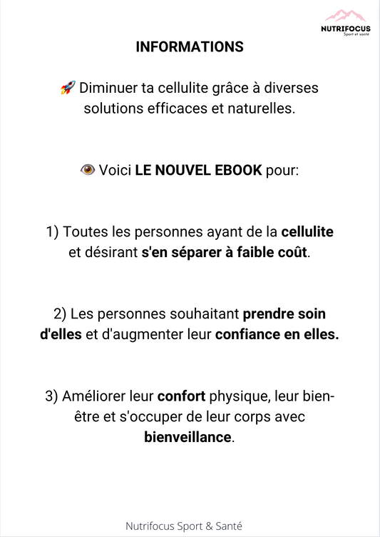 Ebook : les solutions pour efficacement diminuer la CELLULITE